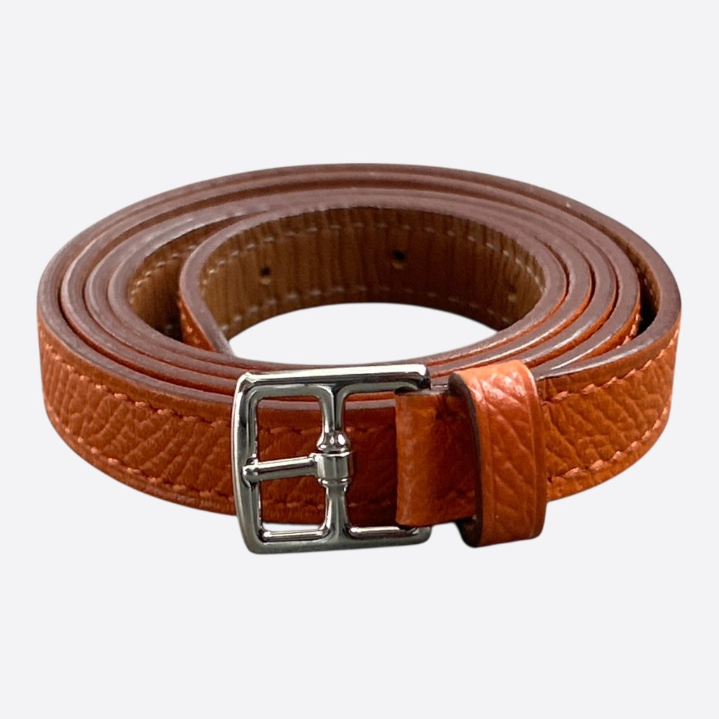 Hermes Orange Epsom & Palladium Hardware Etriviere Four Tour Bracelet